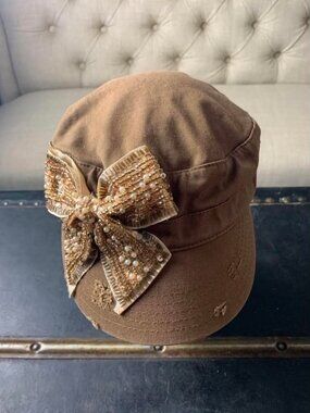 EUC HG Women's Cap with Big Beaded Bow